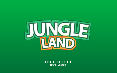 Jungle land text effect template with bold font concept use for business brand, title, headline and logo.  Editable text effect. Vector illustration