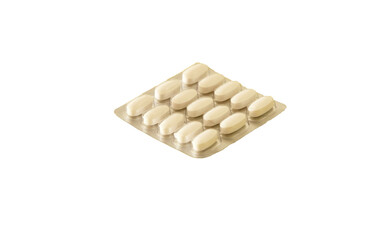 A full blisterpack of oval pills on a transparent background, medication, plastic, packaging, pharmaceutical