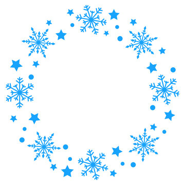 Snowflakes christmas wreath svg, Winter circle frame