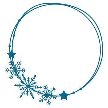 Snowflakes christmas wreath svg, Circle winter frame svg