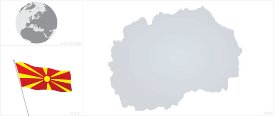 North Macedonia map and flag. vector