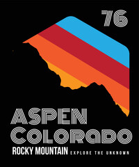Aspen Mountain Poster design in vector. Retro Colorado illustration for all media. 
