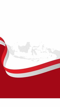 Red white flag with indonesia maps