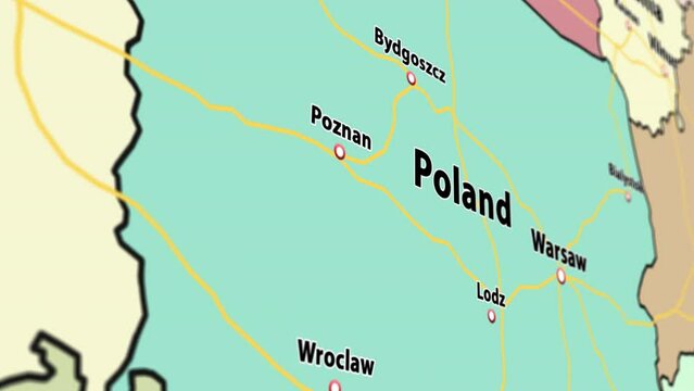 Poland map with flag Animation 3D