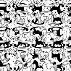 Cute and Adorable Rocking Horse Seamless Pattern Design