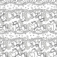 Cute and Adorable Rocking Horse Seamless Pattern Design