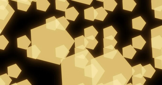 3d render with beige transparent geometric bokeh on black