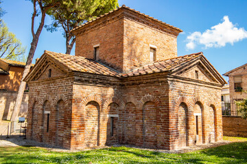 View on the mausoleum of Galla Placidia in Ravenna, Emilia Romagna - Italy