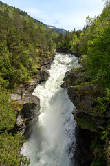 Slettafossen, a waterfall in the Rauma river, a little south of Verma (upstream) in Romsdalen in...