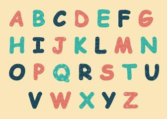 The English alphabet. Alphabet in children's style. Cartoon vector font alphabet. Vector collection of letters
