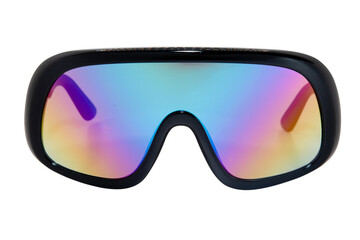 Oversize polarized sunglasses rainbow lens black frame glasses for men and women front view