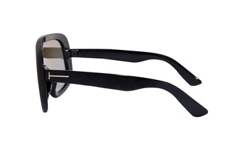 Fototapeta premium Oversize polarized sunglasses rainbow lens black frame glasses for men and women side view