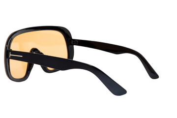 Oversize polarized sunglasses yellow lens black frame glasses for men and women back inner view