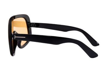 Oversize polarized sunglasses yellow lens black frame glasses for men and women side view