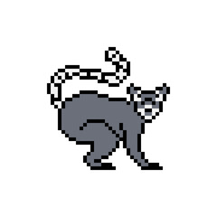 Madagascar lemur. Pixel vector illustration.