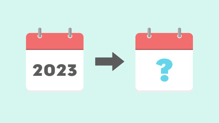 2023の文字と?マーク入りの年間カレンダー - 予定･計画の延期・変更・未定のイメージ素材
