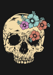 Floral Skull Skeleton Vector T-shirt