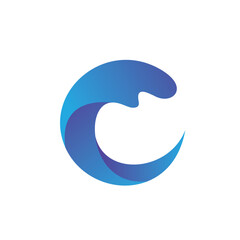 Letter C Water Wave Logo Vector