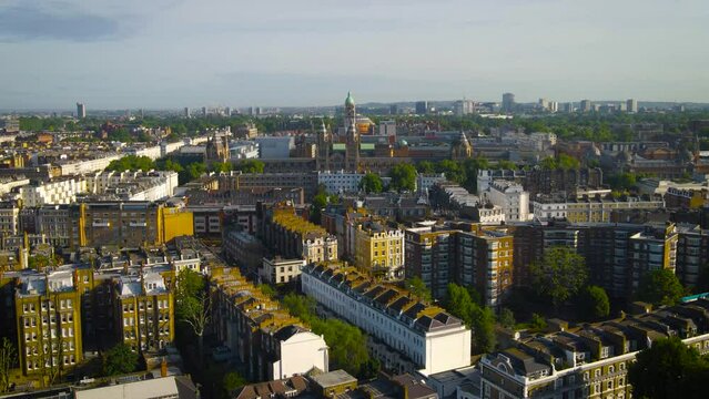 Aerial view of South Kensignton area and Natural History Museum in the morning
