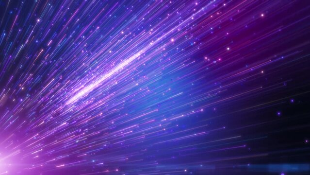 Pink Purple blue light trail running, Flight Through the space.