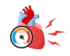 Hypertension or tachycardia vector illustration. High blood pressure icon.