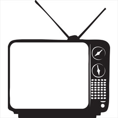 Vector, Image of television icon, black and white color, transparent background


