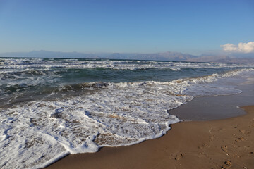 Strand, Griechenland, Korfu, Sandstrand, Meer, Himmel