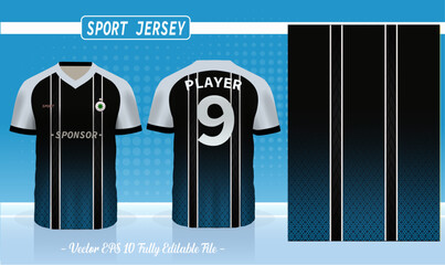 Sports jersey template for team uniforms can be used for badminton, football and basketball in front and back view.  Tshirt mock up for sport club. Vector Illustration.