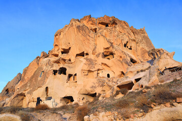 Turkish fortress Uchisar in Cappadocia, Turkey	

