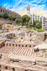 Naklejka premium Beautiful view of the Roman Baths next to the Grand Palace in Beirut, Lebanon