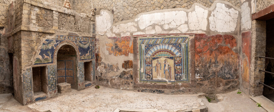 HERCULANEUM, ITALY - MAY 05, 2022 - House of Neptune and Amphitrite in Herculaneum