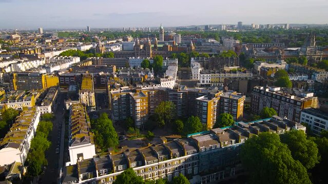 Aerial view of South Kensignton area and Natural History Museum in the morning

