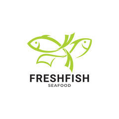 Fresh fish vector design logo template. Seafood restaurant idea.
