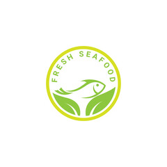 Fish leaf Logo design vector template. Seafood restaurant shop, Logotype concept icon.
