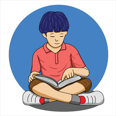 kids reading a book on the floor illustration design