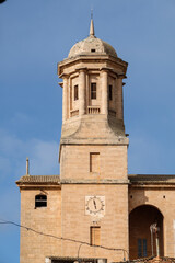 Obraz premium campanario con reloj, iglesia parroquial de San Miguel, estilo neoclasicista con influencias barrocas, llucmajor, Mallorca, balearic islands, Spain