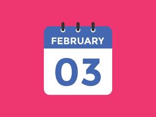 February 3 Calendar icon Design. Calendar Date 3rd February. Calendar template 
