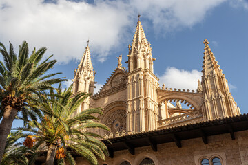 Fototapeta na wymiar Palma de Mallorca, Spain. Detail of the Portal Mayor facade of the Gothic Cathedral of Santa Maria