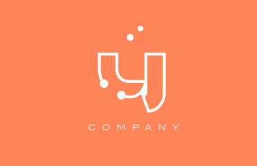 Y orange white dot line alphabet letter logo icon design. Creative template for business and company