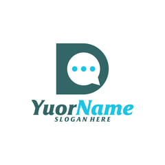 Initial D with Chat Logo Design Template. Letter D logo concept vector. Creative Icon Symbol