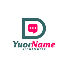 Initial D with Chat Logo Design Template. Letter D logo concept vector. Creative Icon Symbol