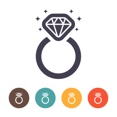 Diamond engagement ring icon on white background