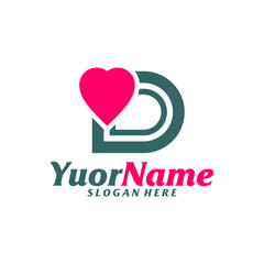 Initial D with Love Logo Design Template. Letter D logo concept vector. Creative Icon Symbol