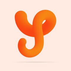 Obraz premium Y letter made of shinny orange color design. Vector isolated font for bright logo, poster, headline, etc.