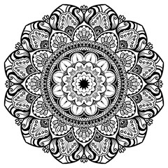 Coloring book patterns in mandala style for Henna, Mehndi, tattoos, decorative ornaments in ethnic oriental style page.