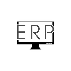 Obraz premium ERP, Enterprise Resource Planning icon in computer screen isolated on white background