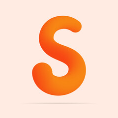 S letter made of shinny orange color design. Vector isolated font for bright logo, poster, headline, etc.