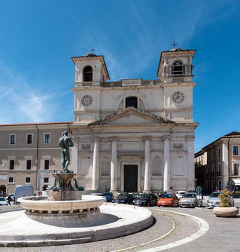 Front of the cathedral San Massimo in L'Aquila, Italy