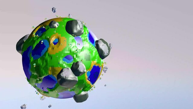 Planet 3d render. model 3d rendering. 3d metaverse. Universe. low poly planet Globe