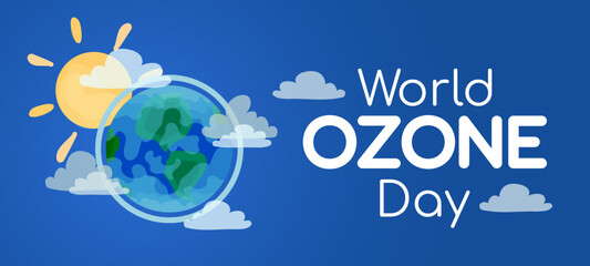 World Ozone day vector illustration with globe - obrazy, fototapety, plakaty